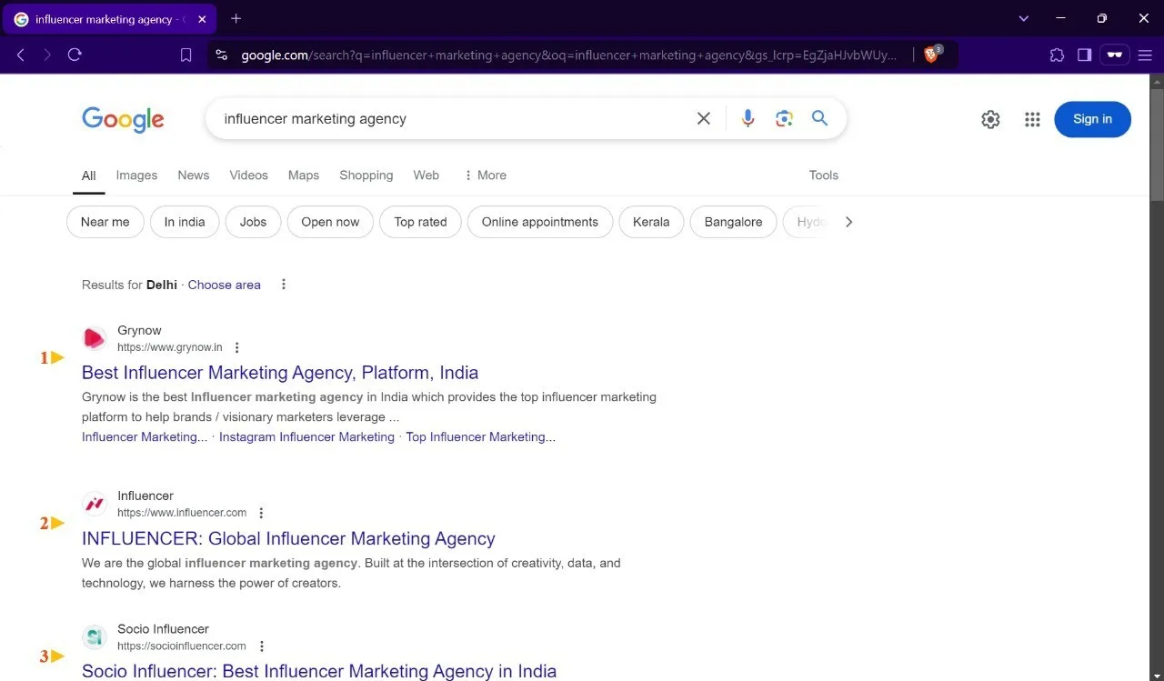 Google Search Screenshot